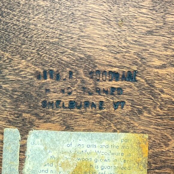 Woodbury's Woodware Hand Turned Wood With Paisley Tile Shelburne Vermont 10in - Picture 5 of 7